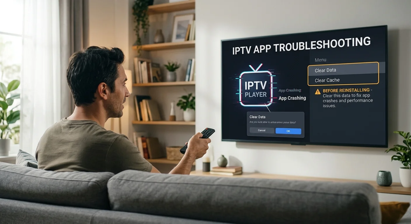 IPTV app crashing — clearing cache, storage and updates in the right order