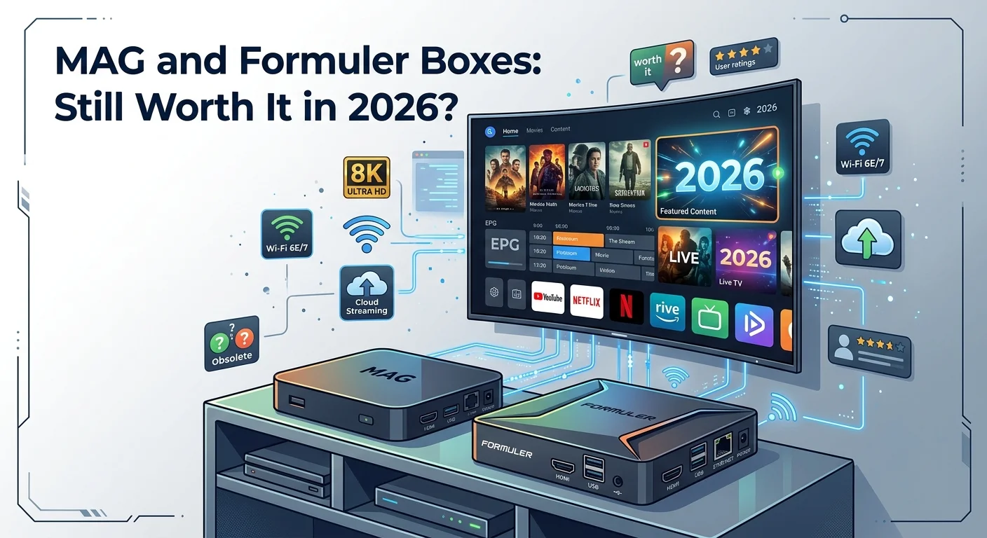 MAG and Formuler IPTV boxes — portal setup, MAC addresses and how they compare
